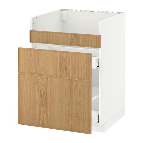 МЕТОД / МАКСИМЕРА Нап шкаф п/мойку ДУМШЁ/3фасада/2ящ - белый, Экестад дуб, 60x60 см МЕТОД / МАКСИМЕРА Нап шкаф п/мойку ДУМШЁ/3фасада/2ящ - белый, Экестад дуб, 60x60 см