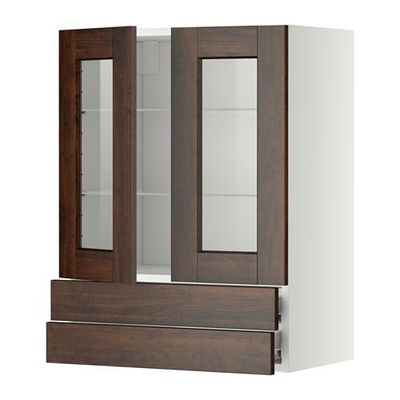 МЕТОД / ФОРВАРА Навесной шкаф/2 стек дв/2 ящика - 60x80 см, Эдсерум под дерево коричневый, белый МЕТОД / ФОРВАРА Навесной шкаф/2 стек дв/2 ящика - 60x80 см, Эдсерум под дерево коричневый, белый