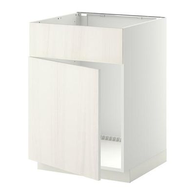 МЕТОД Напольный шкаф п-мойку с дв/фр пнл - Росдаль белый ясень, белый МЕТОД Напольный шкаф п-мойку с дв/фр пнл - Росдаль белый ясень, белый