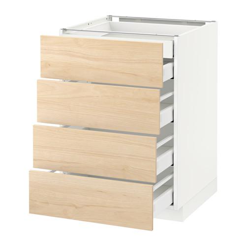 МЕТОД / МАКСИМЕРА Нплн шк 4фрнт/2нзк/3срд ящ - белый, Аскерсунд под светлый ясень, 60x60 см