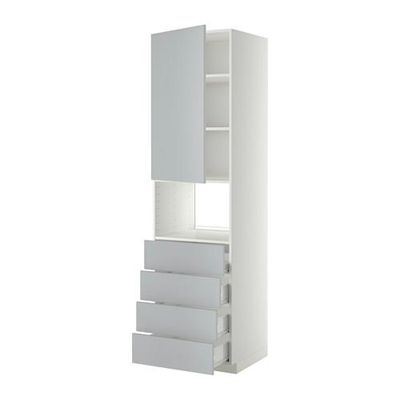 МЕТОД / ФОРВАРА Высок шкаф д/духовки/дверца/4ящика - 60x60x220 см, Веддинге серый, белый