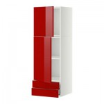 МЕТОД / МАКСИМЕРА Навесной шкаф/2дверцы/2ящика - 40x120 см, Рингульт глянцевый красный, белый