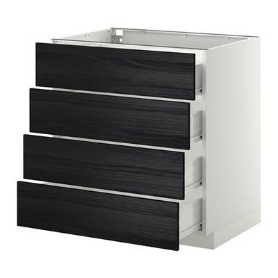 МЕТОД / ФОРВАРА Напольн шкаф 4 фронт панели/4 ящика - 80x60 см, Тингсрид под дерево черный, белый МЕТОД / ФОРВАРА Напольн шкаф 4 фронт панели/4 ящика - 80x60 см, Тингсрид под дерево черный, белый