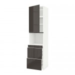 МЕТОД / МАКСИМЕРА Высокий шкаф д/СВЧ/дверца/3ящика - белый, Рингульт глянцевый серый, 60x60x240 см МЕТОД / МАКСИМЕРА Высокий шкаф д/СВЧ/дверца/3ящика - белый, Рингульт глянцевый серый, 60x60x240 см