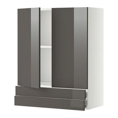 МЕТОД / ФОРВАРА Навесной шкаф/2дверцы/2ящика - 80x100 см, Рингульт глянцевый серый, белый МЕТОД / ФОРВАРА Навесной шкаф/2дверцы/2ящика - 80x100 см, Рингульт глянцевый серый, белый