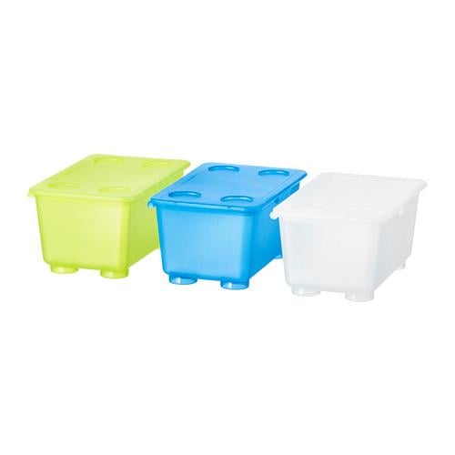 GLIS контейнер с крышкой белый/светло-зеленый/синий
