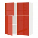 МЕТОД Навесной шкаф с полками/4дверцы - белый, Ерста глянцевый оранжевый МЕТОД Навесной шкаф с полками/4дверцы - белый, Ерста глянцевый оранжевый