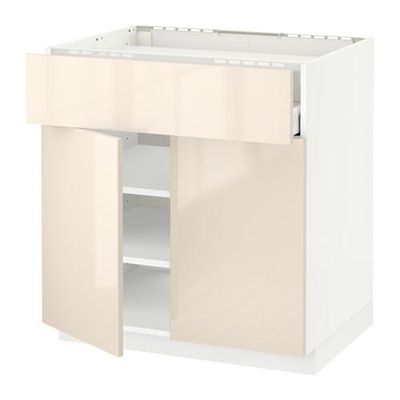 МЕТОД / МАКСИМЕРА Нплн шк д/врч пнл/ящ/плк/2дв - 80x60 см, Рингульт глянцевый кремовый, белый