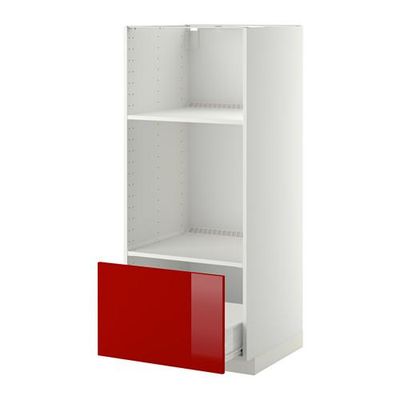 МЕТОД / ФОРВАРА Высокий шкаф с ящиком д/духовки/СВЧ - Рингульт глянцевый красный, белый МЕТОД / ФОРВАРА Высокий шкаф с ящиком д/духовки/СВЧ - Рингульт глянцевый красный, белый