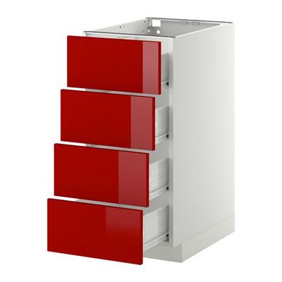 МЕТОД / ФОРВАРА Напольн шкаф 4 фронт панели/4 ящика - 40x60 см, Рингульт глянцевый красный, белый МЕТОД / ФОРВАРА Напольн шкаф 4 фронт панели/4 ящика - 40x60 см, Рингульт глянцевый красный, белый