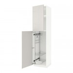 МЕТОД Выс шк с отд д/акс д/убрк - белый, Рингульт глянцевый светло-серый, 60x60x240 см