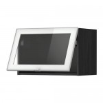 МЕТОД Гориз навесн шкаф со стекл дверью - под дерево черный, Ютис матовое стекло/алюминий, 60x40 см