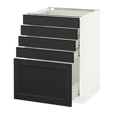 МЕТОД / ФОРВАРА Напольный шкаф с 5 ящиками - 60x60 см, Лаксарби черно-коричневый, белый МЕТОД / ФОРВАРА Напольный шкаф с 5 ящиками - 60x60 см, Лаксарби черно-коричневый, белый