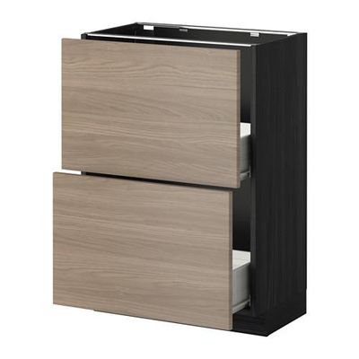 МЕТОД / ФОРВАРА Напольный шкаф с 2 ящиками - 60x37 см, Брокхульт под грецкий орех светло-серый, под дерево черный МЕТОД / ФОРВАРА Напольный шкаф с 2 ящиками - 60x37 см, Брокхульт под грецкий орех светло-серый, под дерево черный