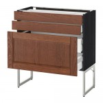 МЕТОД / МАКСИМЕРА Напольн шкаф 3фронт пнл/2низ/2ср ящ - под дерево черный, Филипстад коричневый, 80x37x60 см
