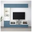 БЕСТО Шкаф для ТВ, комбин/стеклян дверцы - белый Вальвикен/темно-синий прозрачное стекло, направляющие ящика,нажимные