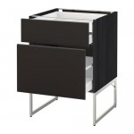 МЕТОД / МАКСИМЕРА Напольн шкаф 2фронт пнл/2низ/1вс ящ - под дерево черный, Кунгсбакка антрацит, 60x60x60 см