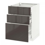 МЕТОД / МАКСИМЕРА Напольный шкаф с 3 ящиками - 60x60 см, Рингульт глянцевый серый, белый МЕТОД / МАКСИМЕРА Напольный шкаф с 3 ящиками - 60x60 см, Рингульт глянцевый серый, белый