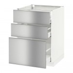 МЕТОД / МАКСИМЕРА Напольный шкаф с 3 ящиками - белый, Гревста нержавеющ сталь, 60x60 см МЕТОД / МАКСИМЕРА Напольный шкаф с 3 ящиками - белый, Гревста нержавеющ сталь, 60x60 см