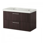 ГОДМОРГОН Шкаф для раковины с 2 ящ - черно-коричневый