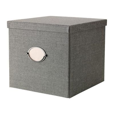 КВАРНВИК Коробка с крышкой - серый, 32x35x30 см
