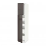 МЕТОД / МАКСИМЕРА Высокий шкаф/2дверцы/4ящика - белый, Рингульт глянцевый серый, 40x60x200 см МЕТОД / МАКСИМЕРА Высокий шкаф/2дверцы/4ящика - белый, Рингульт глянцевый серый, 40x60x200 см