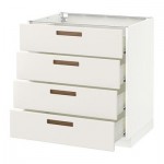 МЕТОД / ФОРВАРА Напольн шкаф 4 фронт панели/4 ящика - 80x60 см, Мэрста белый, белый