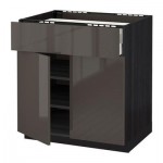 МЕТОД / МАКСИМЕРА Нплн шк д/врч пнл/ящ/плк/2дв - 80x60 см, Рингульт глянцевый серый, под дерево черный