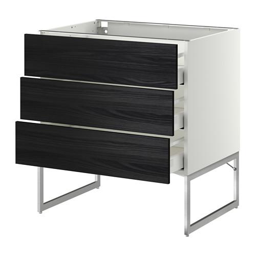 МЕТОД / МАКСИМЕРА Нплн шк 3 фрнт/3 средн ящика - белый, Тингсрид под дерево черный, 80x60x60 см МЕТОД / МАКСИМЕРА Нплн шк 3 фрнт/3 средн ящика - белый, Тингсрид под дерево черный, 80x60x60 см