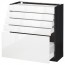 МЕТОД / МАКСИМЕРА Напольный шкаф с 5 ящиками - под дерево черный, Рингульт глянцевый белый, 80x37 см