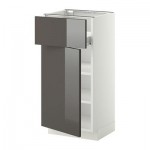 МЕТОД / ФОРВАРА Напольн шкаф с полкой/ящиком/дверью - белый, Рингульт глянцевый серый, 40x37 см МЕТОД / ФОРВАРА Напольн шкаф с полкой/ящиком/дверью - белый, Рингульт глянцевый серый, 40x37 см