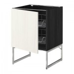 МЕТОД Напольный шкаф с проволочн ящиками - 60x60x60 см, Росдаль белый ясень, под дерево черный