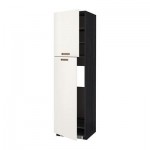 МЕТОД Высокий шкаф д/холодильника/2дверцы - 60x60x220 см, Мэрста белый, под дерево черный