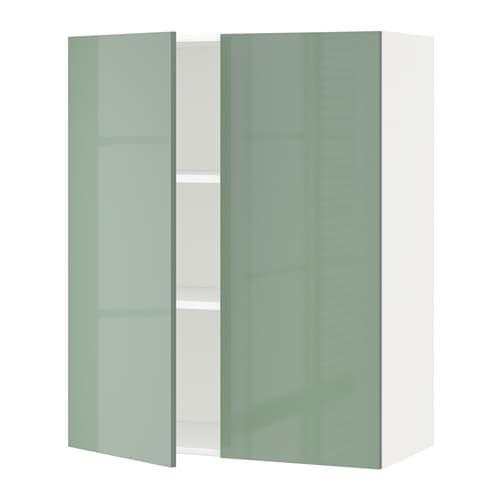 МЕТОД Навесной шкаф с полками/2дверцы - белый, Калларп глянцевый светло-зеленый, 80x100 см МЕТОД Навесной шкаф с полками/2дверцы - белый, Калларп глянцевый светло-зеленый, 80x100 см