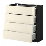 МЕТОД / ФОРВАРА Напольн шкаф 4 фронт панели/4 ящика - 80x37 см, Рингульт глянцевый кремовый, под дерево черный МЕТОД / ФОРВАРА Напольн шкаф 4 фронт панели/4 ящика - 80x37 см, Рингульт глянцевый кремовый, под дерево черный