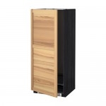 МЕТОД Высок шкаф д холодильн/мороз - под дерево черный, Торхэмн естественный ясень, 60x60x140 см