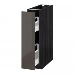 МЕТОД Напол шкаф/выдв внутр элем - под дерево черный, Рингульт глянцевый серый МЕТОД Напол шкаф/выдв внутр элем - под дерево черный, Рингульт глянцевый серый