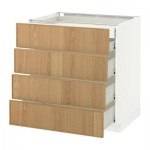 МЕТОД / ФОРВАРА Нплн шк 4фрнт/2нзк/3срд ящ - 80x60 см, Экестад дуб, белый