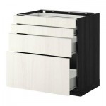 МЕТОД / ФОРВАРА Напольн шкаф 4 фронт панели/4 ящика - 80x60 см, Росдаль белый ясень, под дерево черный МЕТОД / ФОРВАРА Напольн шкаф 4 фронт панели/4 ящика - 80x60 см, Росдаль белый ясень, под дерево черный