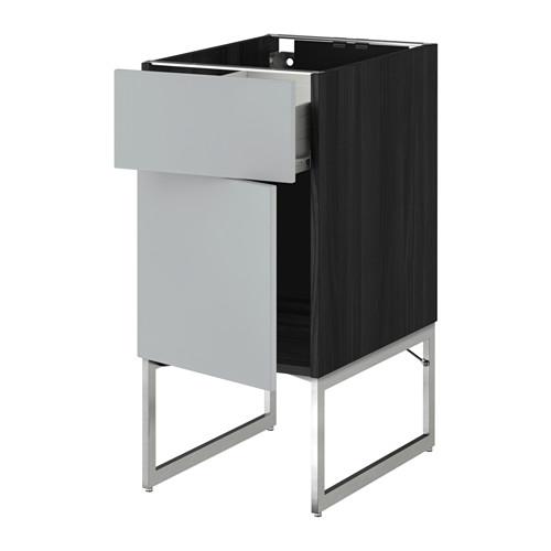 МЕТОД / ФОРВАРА Напольный шкаф с ящиком/дверью - 40x60x60 см, Веддинге серый, под дерево черный