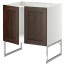 МЕТОД Напольн шкаф д раковины+2 двери - белый, Эдсерум под дерево коричневый