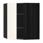 METOD угловой навесной шкаф с полками черный/Веддинге белый 68x80 см