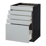 МЕТОД / ФОРВАРА Напольн шк д/вар панели/5фасад/4ящ - 60x60 см, Веддинге серый, под дерево черный