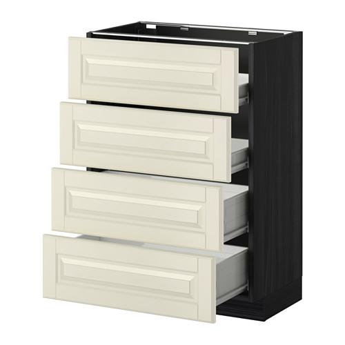 МЕТОД / ФОРВАРА Напольн шкаф 4 фронт панели/4 ящика - под дерево черный, Будбин белый с оттенком, 60x37 см МЕТОД / ФОРВАРА Напольн шкаф 4 фронт панели/4 ящика - под дерево черный, Будбин белый с оттенком, 60x37 см