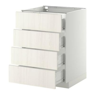 МЕТОД / ФОРВАРА Напольн шкаф 4 фронт панели/4 ящика - 60x60 см, Росдаль белый ясень, белый МЕТОД / ФОРВАРА Напольн шкаф 4 фронт панели/4 ящика - 60x60 см, Росдаль белый ясень, белый