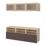 BESTÅ шкаф для ТВ, комбин/стеклян дверцы желтый