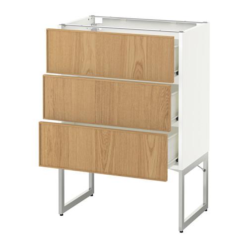 МЕТОД / ФОРВАРА Нплн шк 3 фрнт/3 средн ящика - 60x37x60 см, Экестад дуб, белый МЕТОД / ФОРВАРА Нплн шк 3 фрнт/3 средн ящика - 60x37x60 см, Экестад дуб, белый