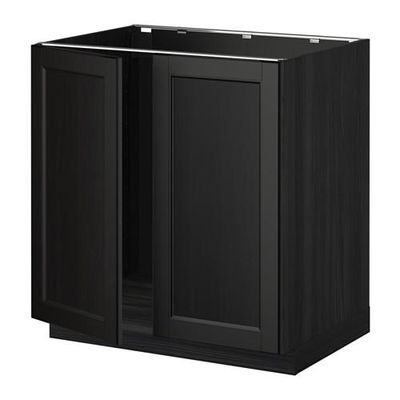 МЕТОД Напольн шкаф д раковины+2 двери - Лаксарби черно-коричневый, под дерево черный МЕТОД Напольн шкаф д раковины+2 двери - Лаксарби черно-коричневый, под дерево черный