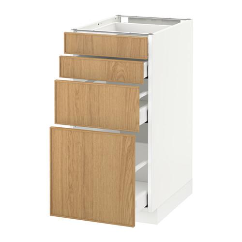 МЕТОД / МАКСИМЕРА Напольн шкаф 4 фронт панели/4 ящика - белый, Экестад дуб, 40x60 см МЕТОД / МАКСИМЕРА Напольн шкаф 4 фронт панели/4 ящика - белый, Экестад дуб, 40x60 см