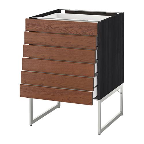 МЕТОД / МАКСИМЕРА Напольн шкаф 6фронт пнл/6 низ ящ - под дерево черный, Филипстад коричневый, 60x60x60 см МЕТОД / МАКСИМЕРА Напольн шкаф 6фронт пнл/6 низ ящ - под дерево черный, Филипстад коричневый, 60x60x60 см
